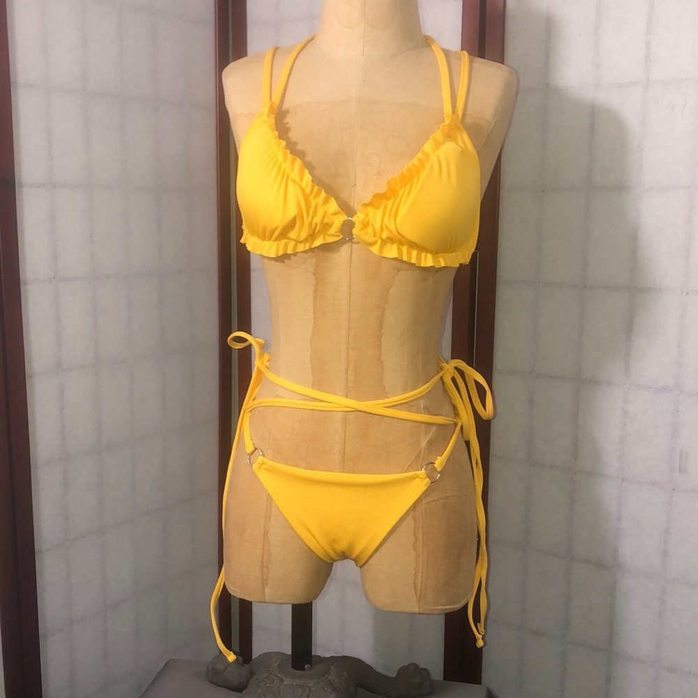 Yellow,sexy bikini set swimwear Size Small.